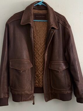 Marc New York Brown textured Leather Jacket L